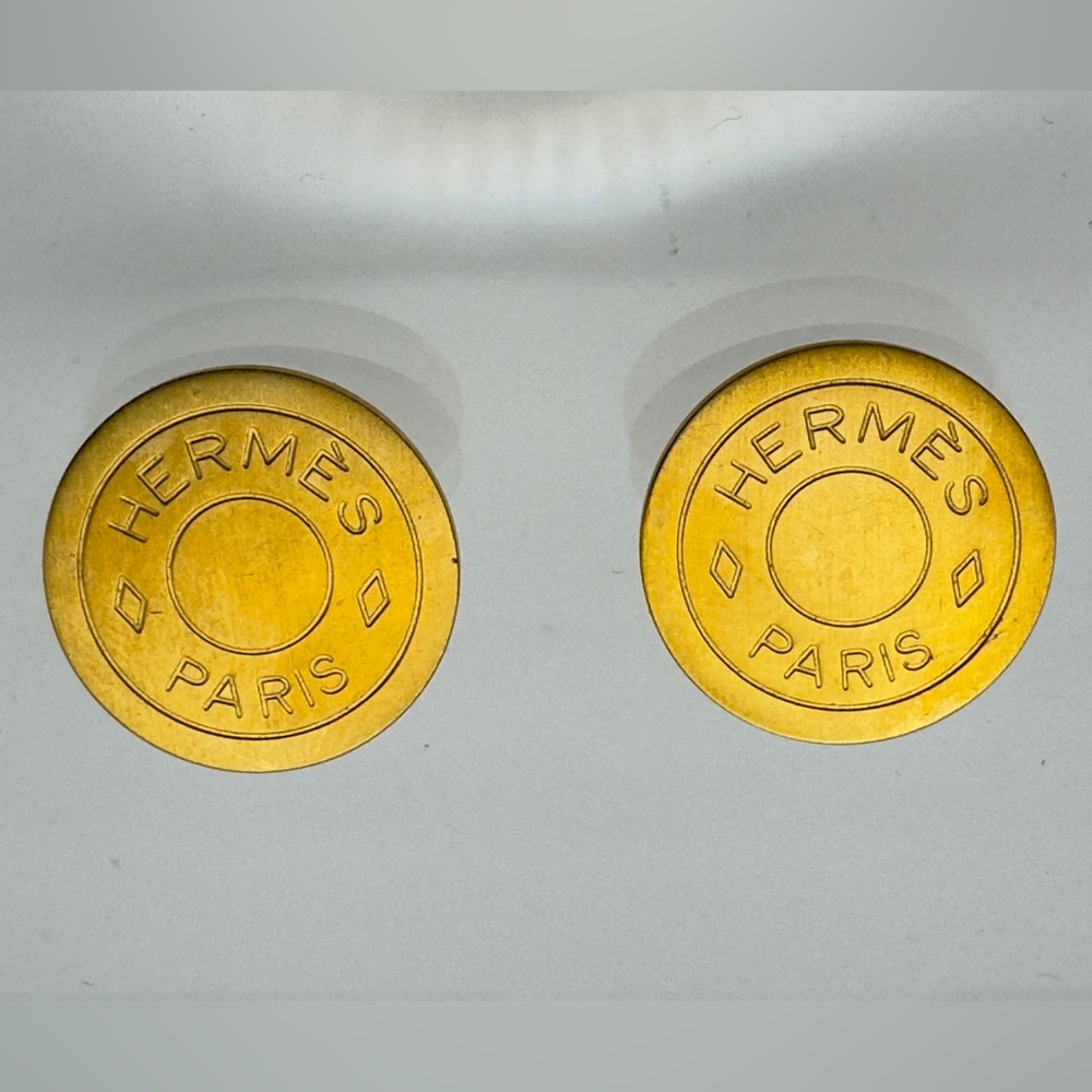 Authentic Hermes Bijouterie Fantaisie Gold Coin Earrings
